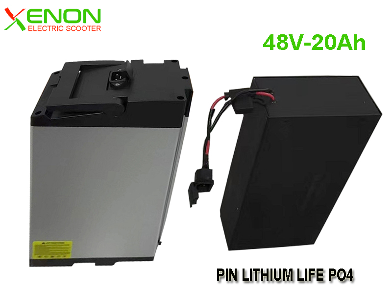 Pin Lithium Life Po4 48V20Ah xe đạp điện, hiệu XENON 90KM 1 Lần sạc