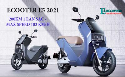 Xe tay ga điện Ecooter E5 tốc độ 103 km / giờ, chạy 200 km 1 lần sạc 
