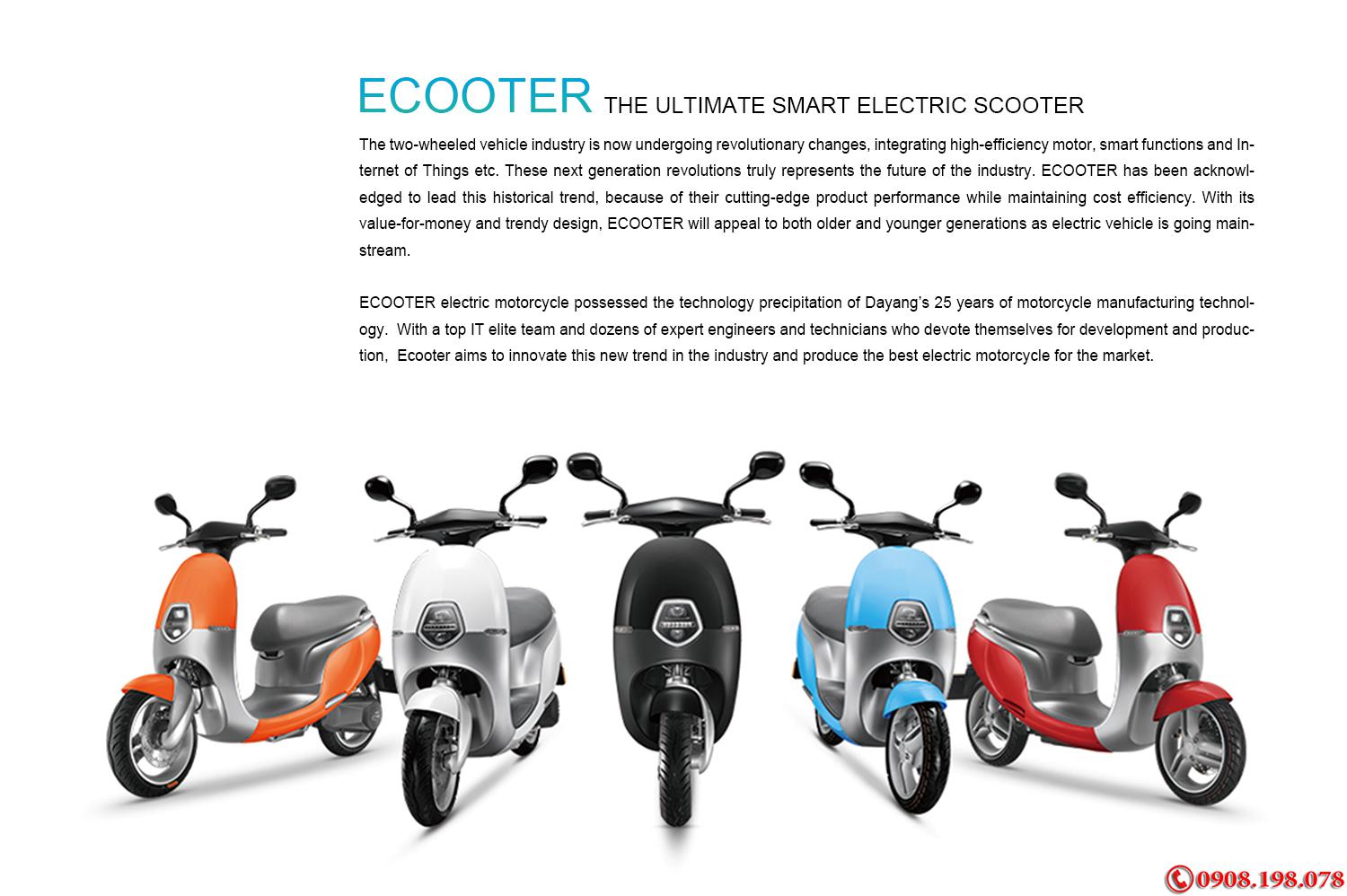 Xe tay ga điện Ecooter 1S, E2 cao cấp chính hãng